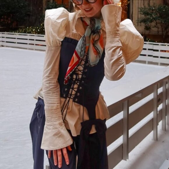 Selkie The Galileo Blouse Tops Vanilla Cream Light Beige Classic - Picture 4 of 14